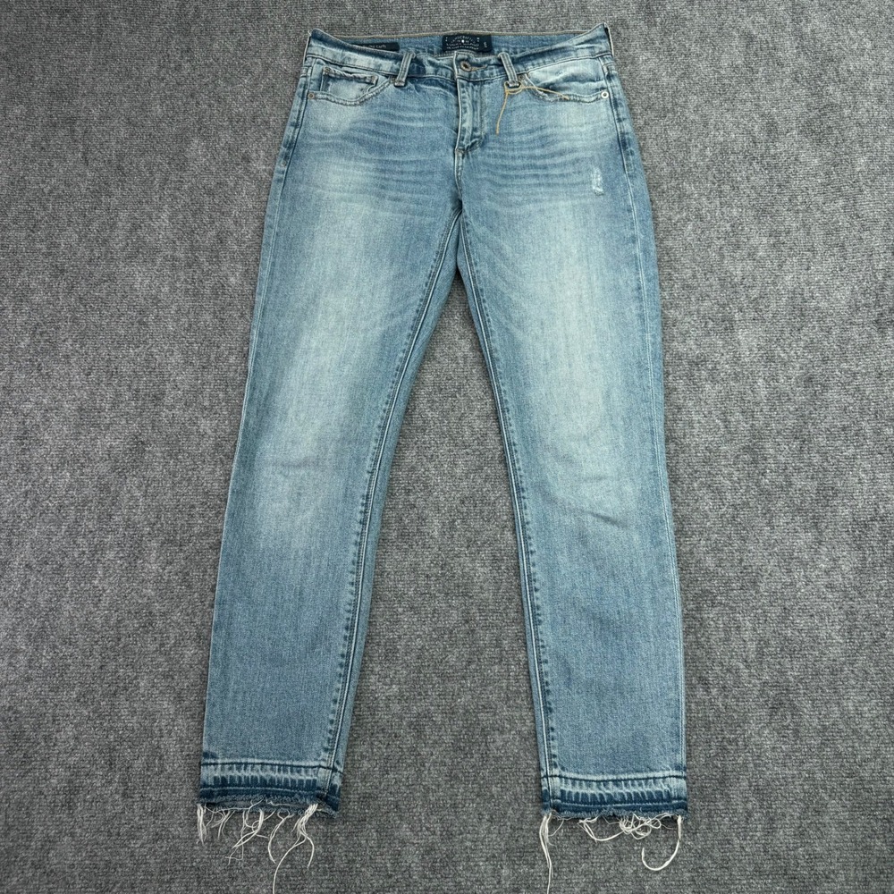 Lucky Brand Jeans Women's 2/26 (Fits 30x27) Blue Brooke Capri Raw Hem Stretch